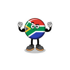 Mascot cartoon of south africa flag posing with muscle