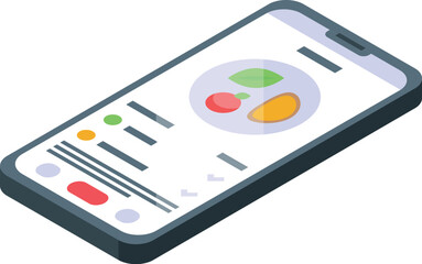 Phone diet app icon isometric vector. Fitness sport. Watch plan