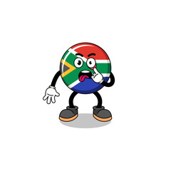 Character Illustration of south africa flag with tongue sticking out