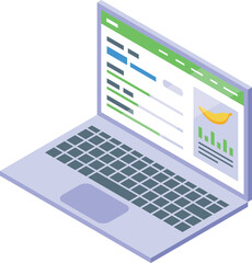 Laptop diet app icon isometric vector. Sport fitness. Smart food