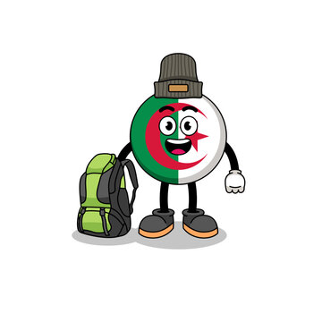 recommend clip art: Illustration of algeria flag mascot as a hiker