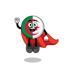 algeria flag cartoon with flying superhero