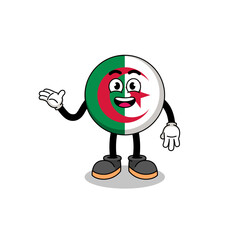 algeria flag cartoon with welcome pose