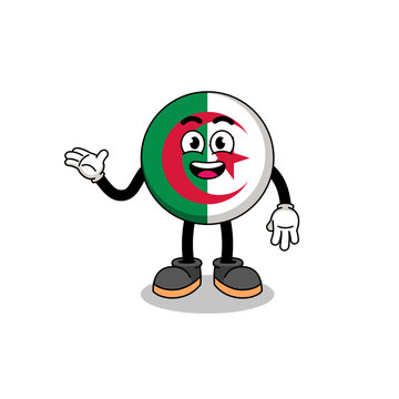 recommend clip art: algeria flag cartoon with welcome pose