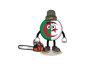 Fototapeta premium algeria flag illustration cartoon as a lumberjack
