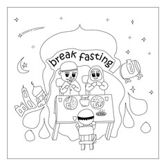 Break Fasting Outline Illustration