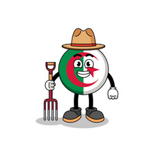Cartoon mascot of algeria flag farmer