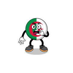 Character Illustration of algeria flag with tongue sticking out