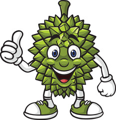 Cartoon durian character giving a thumbs up