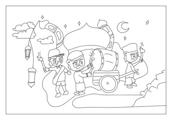 person celebrate ramadan outline illustration