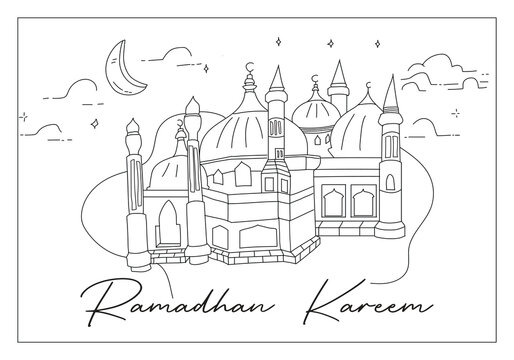 Ramadan Mosque Outline Illustration