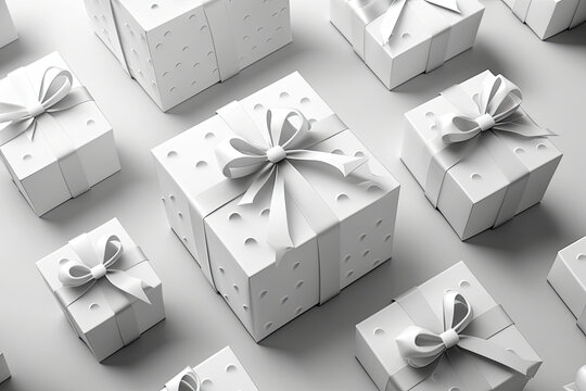 Gifts, presents, bows, ribbons, gift, box, present, wrapped, decorative, colorful, festive, surprise, packaging, ribbon, bow, goodies, white, gold, silver, teal, yellow, blue, green, pink, ball, star