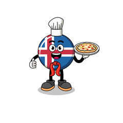 Illustration of iceland flag as an italian chef