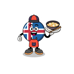 Fototapeta premium Illustration of iceland flag as an asian chef
