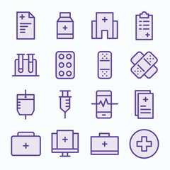 Set of thin outline medic medical icons EPS Vector