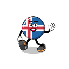 iceland flag cartoon walking