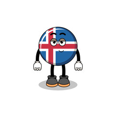 Fototapeta premium iceland flag cartoon couple with shy pose