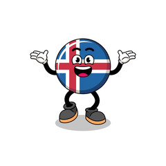 iceland flag cartoon searching with happy gesture