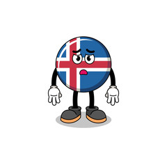 iceland flag cartoon illustration with sad face