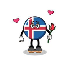 iceland flag mascot falling in love