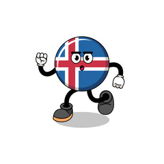 Fototapeta na wymiar running iceland flag mascot illustration