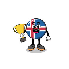Fototapeta premium Cartoon mascot of iceland flag holding a trophy