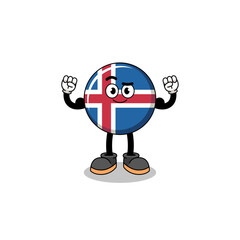 Mascot cartoon of iceland flag posing with muscle