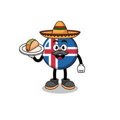 Character cartoon of iceland flag as a mexican chef