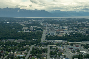 Anchorage, Alaska downtown and buildings with mid town in background