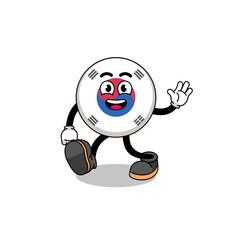 south korea flag cartoon walking