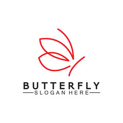 Simple Butterfly monoline logo-Vector illustration