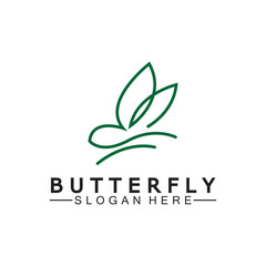 Simple Butterfly monoline logo-Vector illustration