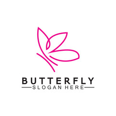 Simple Butterfly monoline logo-Vector illustration