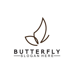 Simple Butterfly monoline logo-Vector illustration