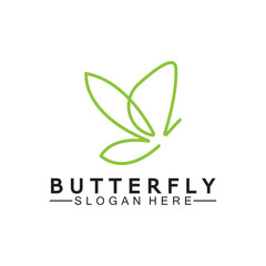 Simple Butterfly monoline logo-Vector illustration