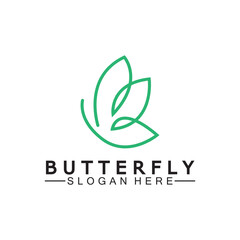 Simple Butterfly monoline logo-Vector illustration