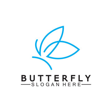 Simple Butterfly monoline logo-Vector illustration