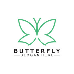 Simple Butterfly monoline logo-Vector illustration