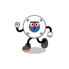 running south korea flag mascot illustration