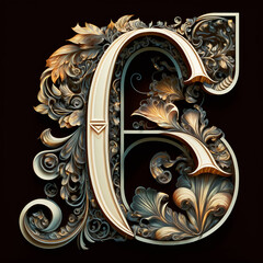 Letter "C" in the style of Art Nouveau, made with Generative AI