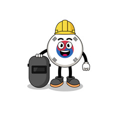 Mascot of south korea flag as a welder
