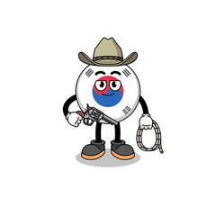 Character mascot of south korea flag as a cowboy