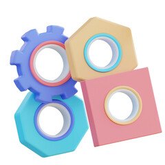 3D illustration of tool four types of gears