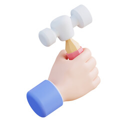 3D illustration Hand holding hammer