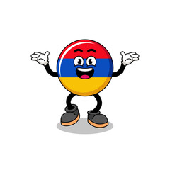 armenia flag cartoon searching with happy gesture