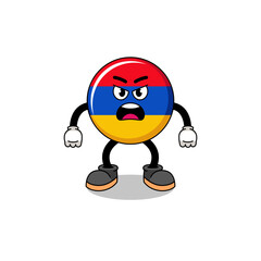 armenia flag cartoon illustration with angry expression