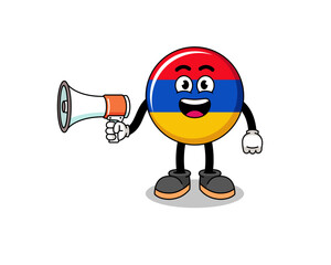 armenia flag cartoon illustration holding megaphone