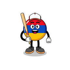 armenia flag mascot cartoon as a baseball player
