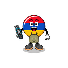 Cartoon Illustration of armenia flag as a barber man