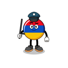 Cartoon Illustration of armenia flag police